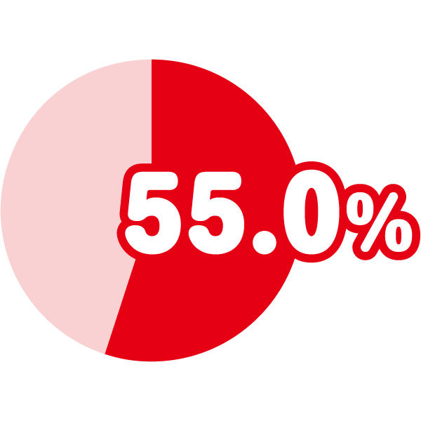 申請受付状況 55%